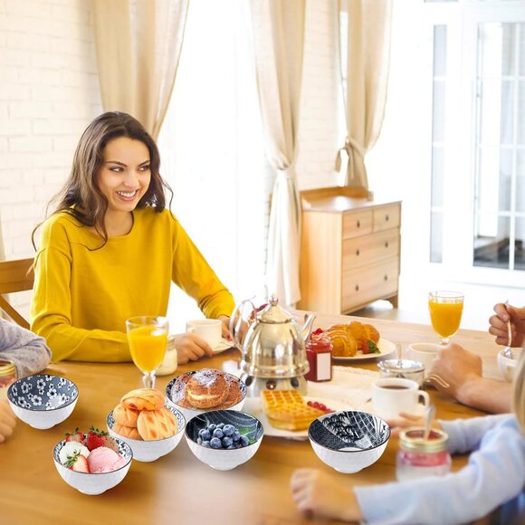Ceramic Rice Bowls,10 Oz Japanese Style Porcelain Dessert Soup, Cereal, Ice Crea - Picture 2 of 16